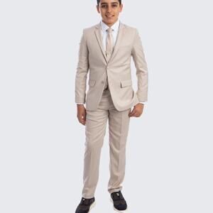 Perry Ellis Boys Tan Slim Fit 4-Piece Suit - Size 8